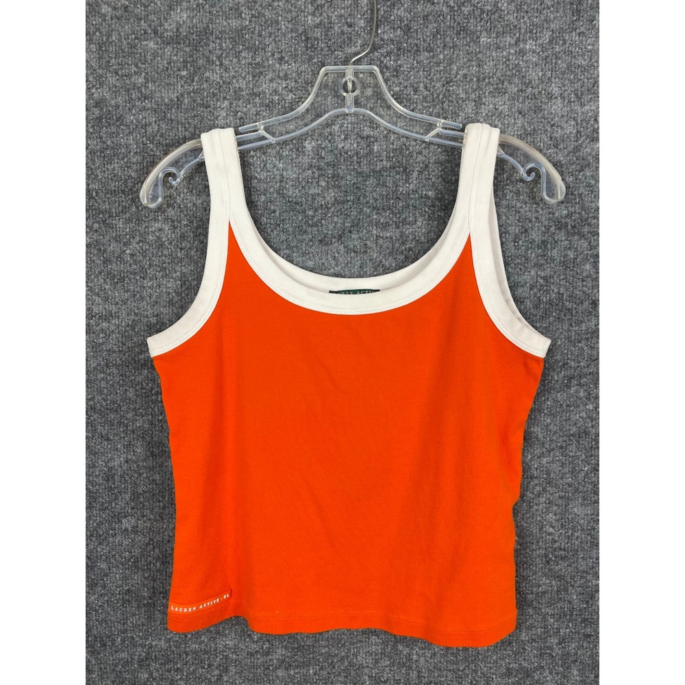 Lauren Active Ralph Lauren Tank Top Womens M Orange Excellent Ringer Scoop Neck